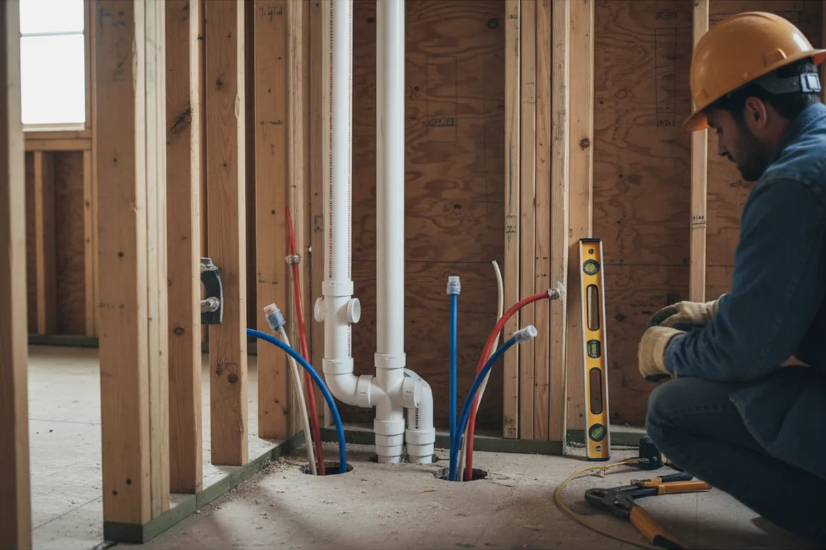 Drain and supply rough-in during Leak Detection in Oldfield